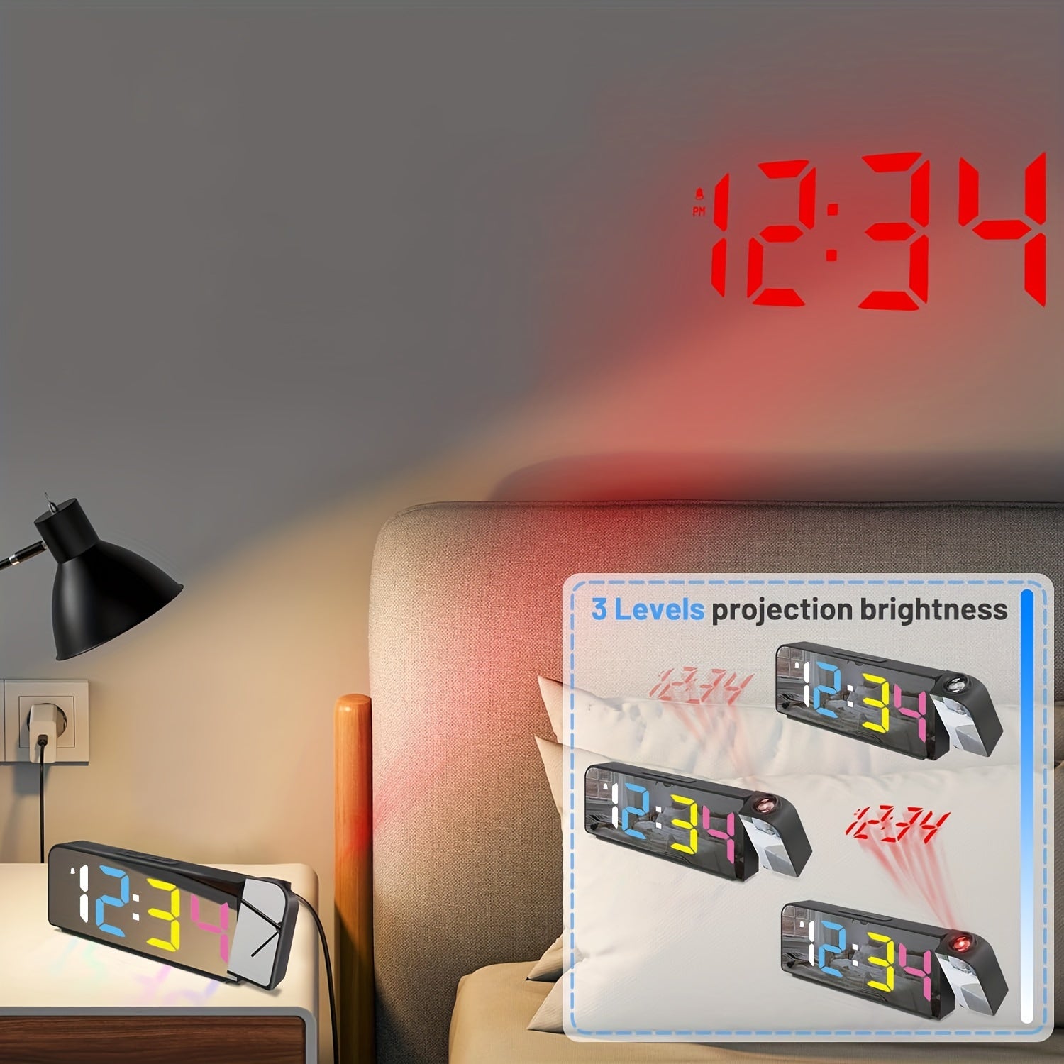 ProjectTime - Digitale Projectie Wekker met LED en Spiegel Scherm