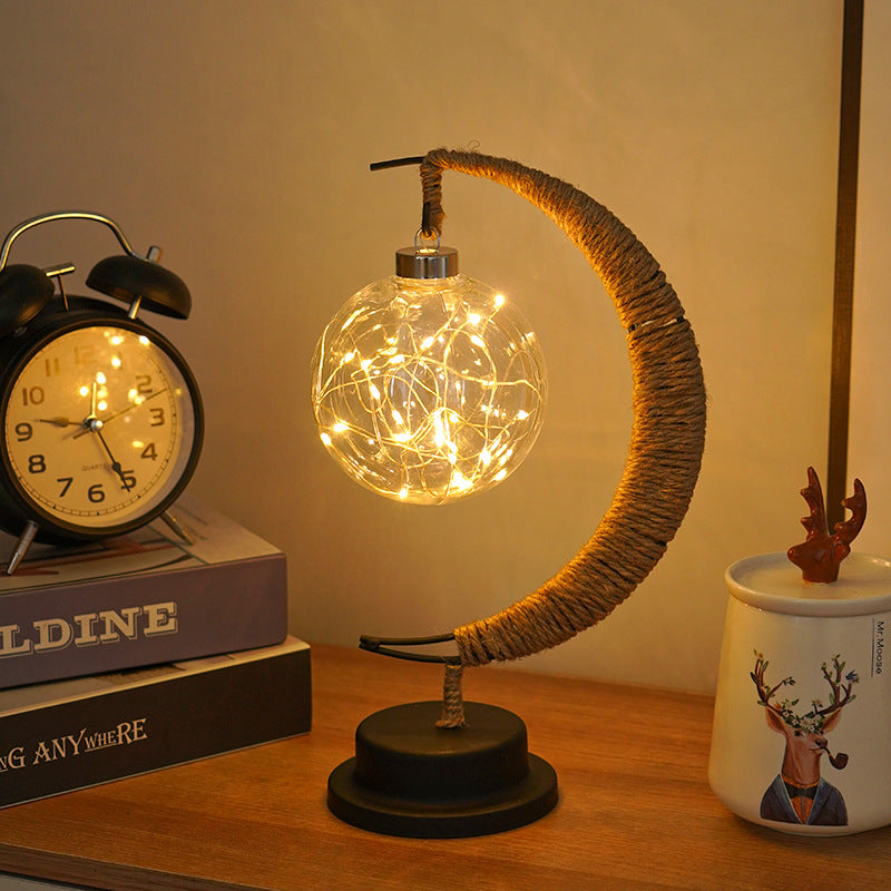 LunarGlow - Smeedijzeren Maanlamp Met LED-bal