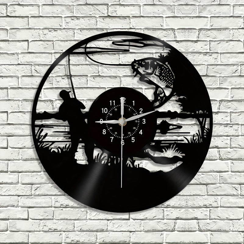 VinylCatch - Reloj de Pared de Pesca Vintage