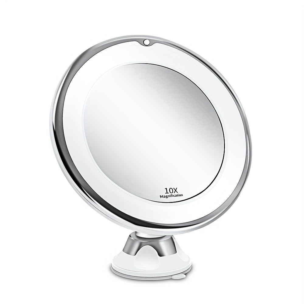 JESLED 10X Vergrotende Make-up Spiegel met 360° Rotatie en Zuignap – Verlichte Reisspiegel voor Thuis en Tafelgebruik