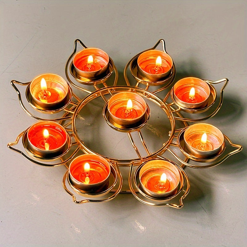 Gouden Metalen Lotus Kaarsenhouder - Perfect voor Feestelijke Decoraties