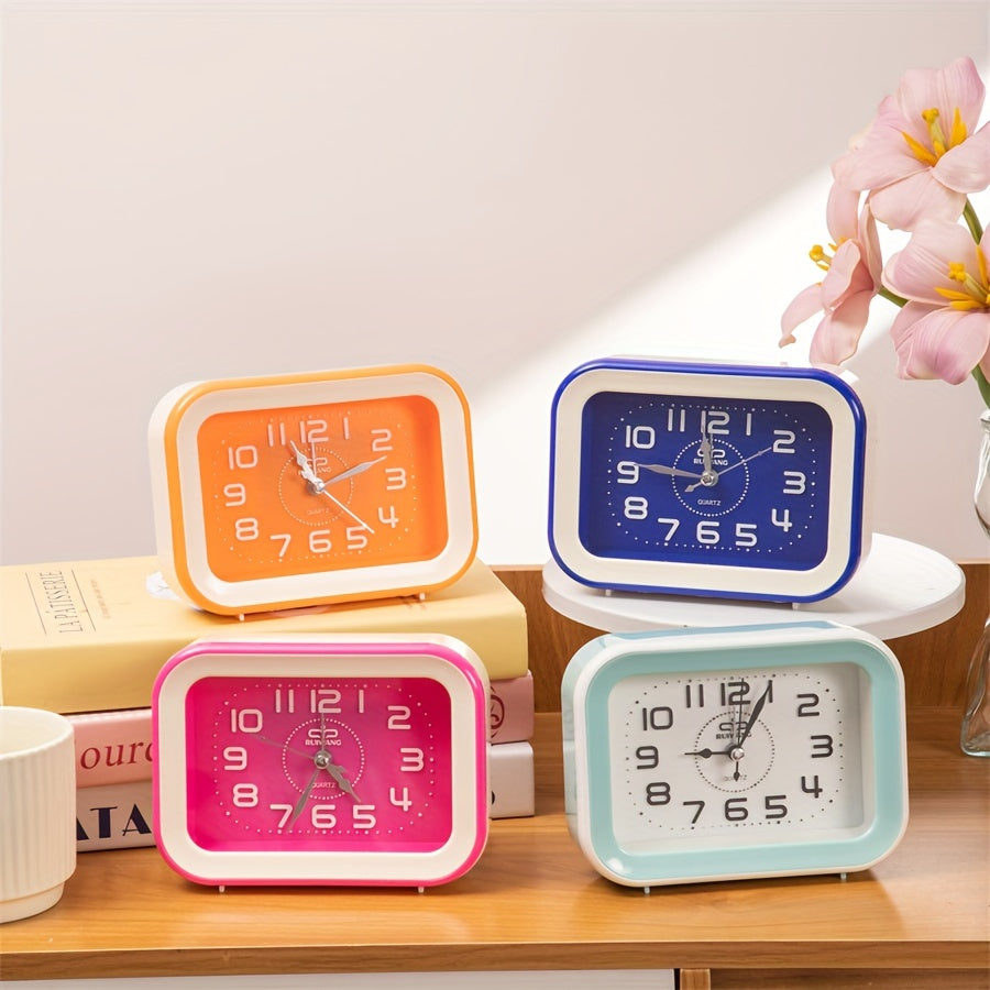 TimeCharm - Klassieke Rechthoekige Wekker met Snoepkleurig Design
