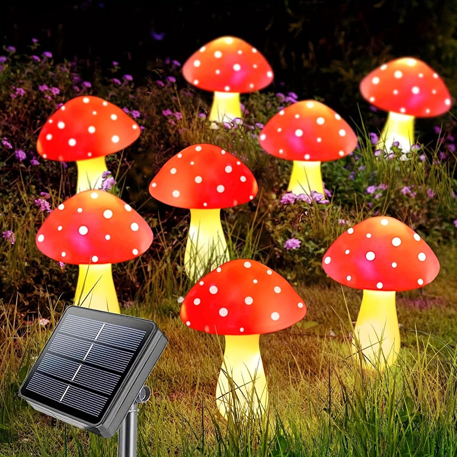 SolarGlow - Zonne-paddenstoel Tuinlampen met 8 Modi, Energiezuinige Decoratieve Buitenverlichting