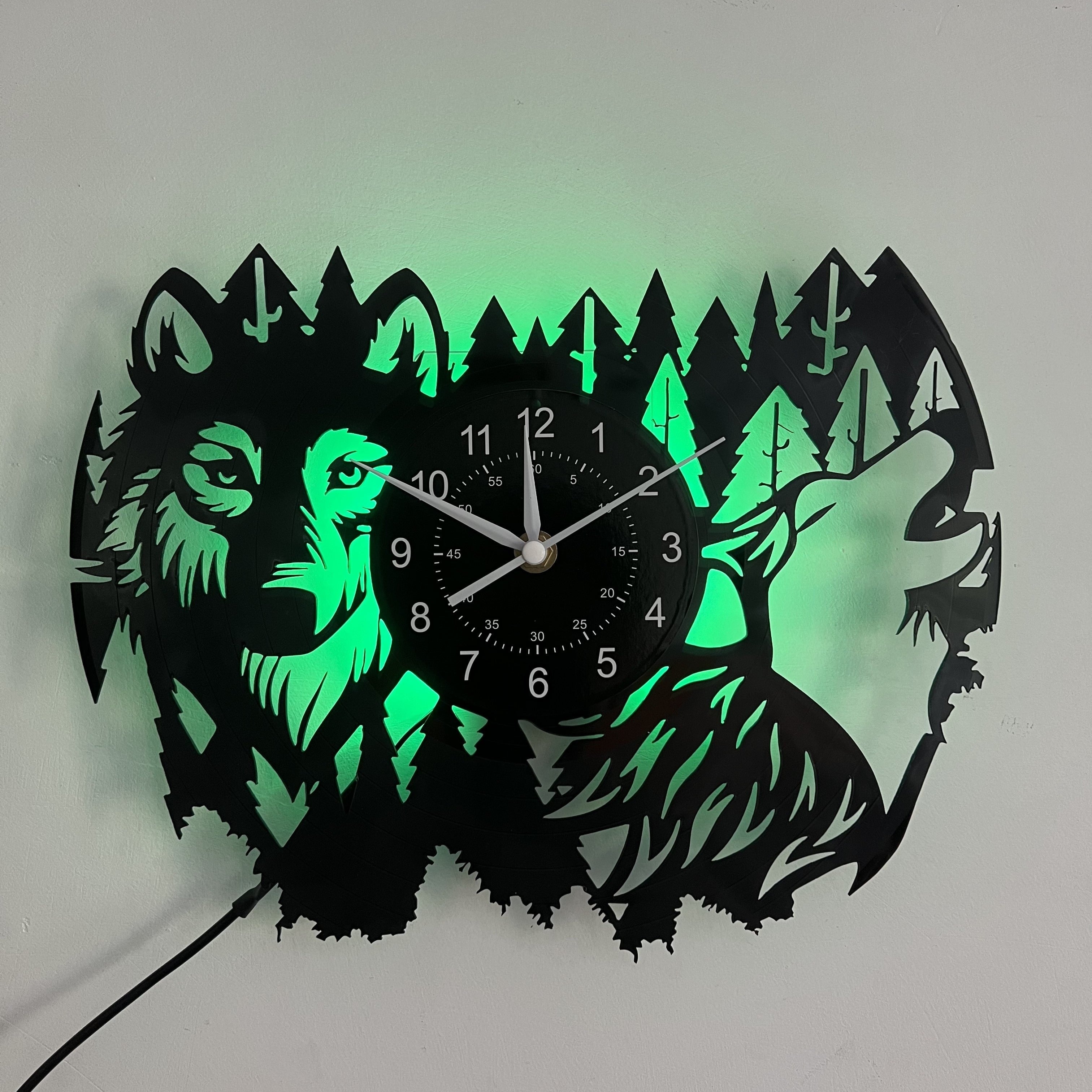 Vinyl Record Wolf Thema Wandklok - Stille Klok voor Woonkamer en Slaapkamer Decor