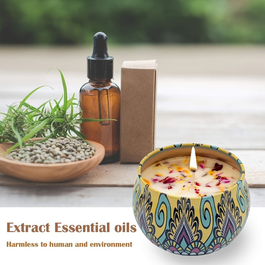 Set di Candele Profumate 4 Pezzi - Profumi Rilassanti: Gelsomino, Sandalo, Canglan, Rosa - Perfetto per Rilassamento, Yoga e Regali