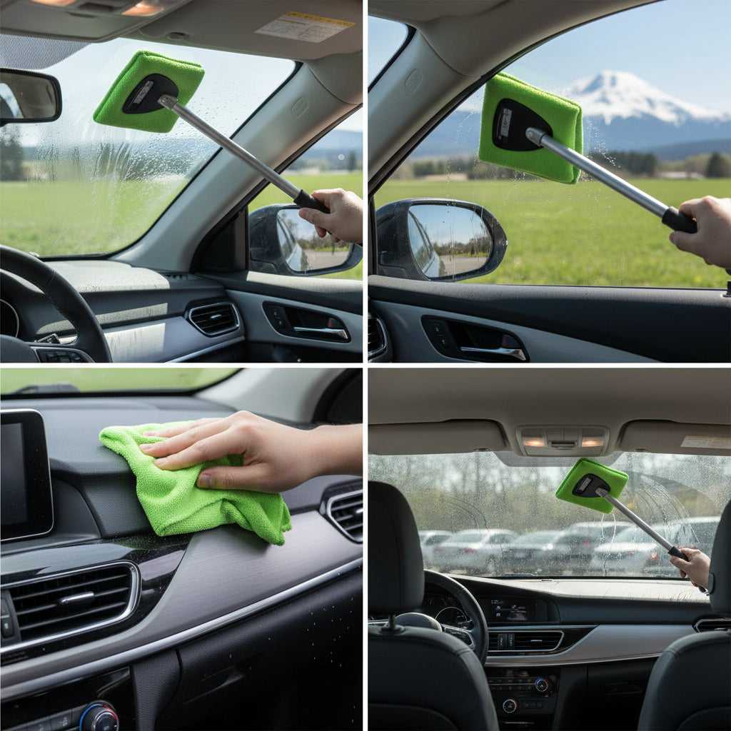 Limpa-vidros Automático de Microfibra com Cabo Extensível
