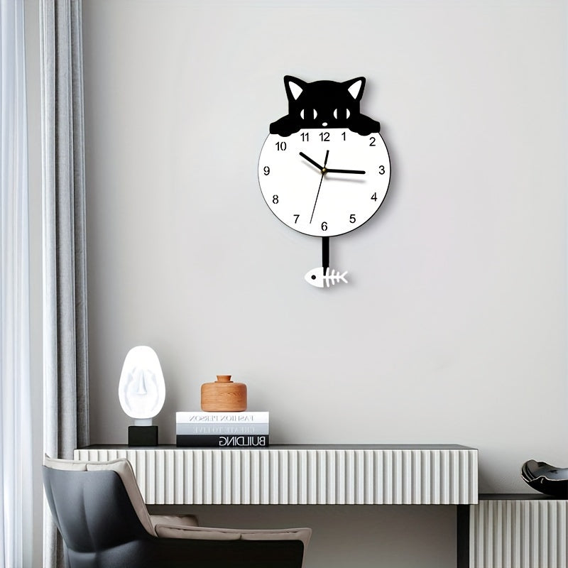 SwingCat - Style Swinging Cat Wall Clock by WANTIFO, Modern Cartoon Style
