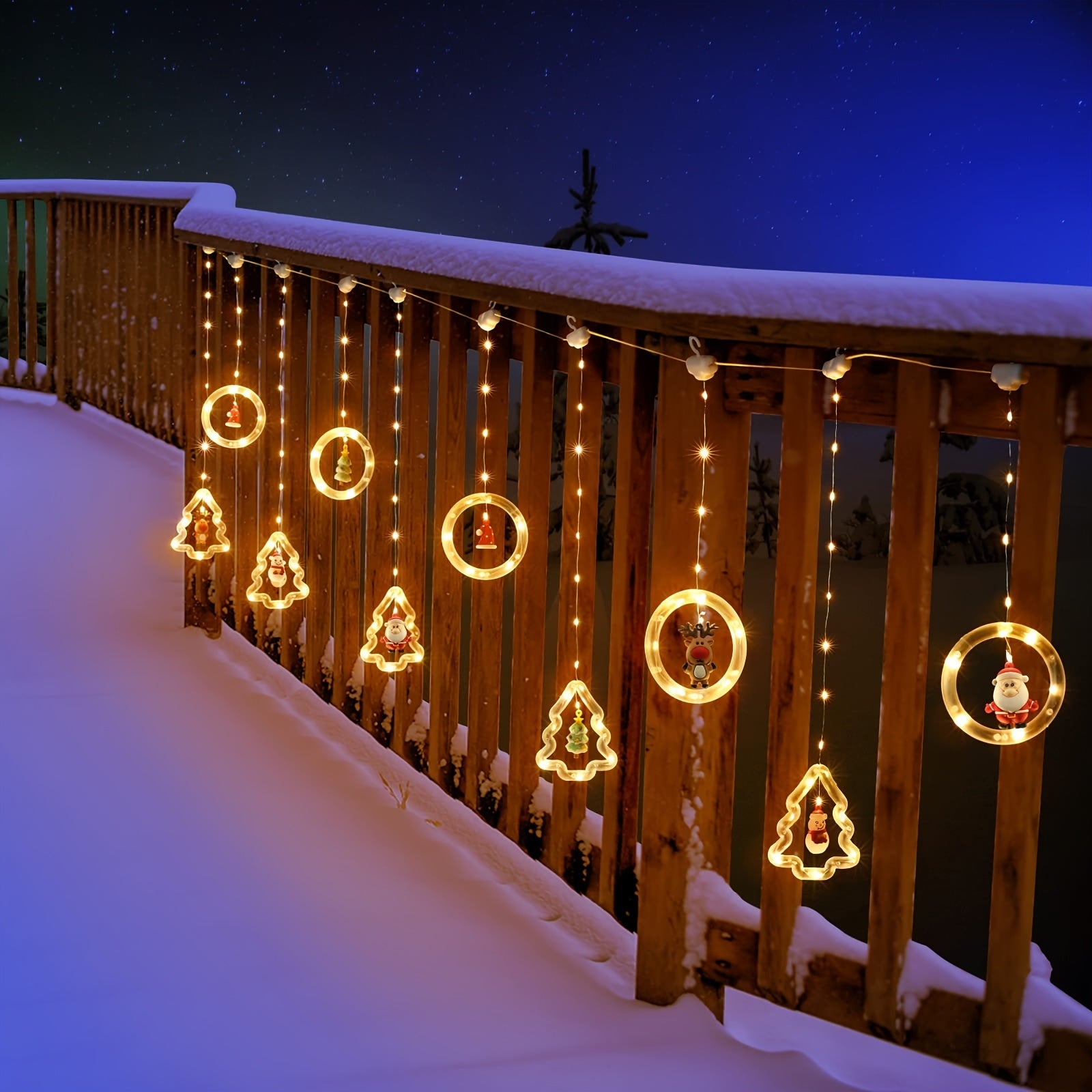 HolidayGlow - Kerst Wensring Verlichting met 10 Mini Kerstfiguren