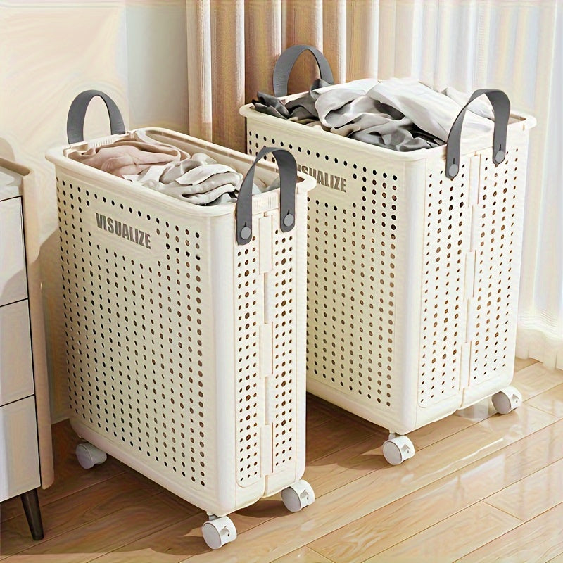 Opvouwbare Plastic Wasmand met Wieltjes