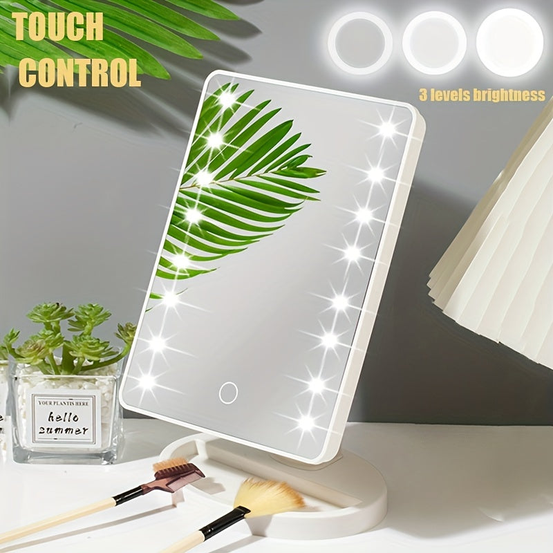 16LED Verlichte Make-up Spiegel – Dual Power, Met Aanraakscherm en Verstelbare Helderheid, USB Gevoed