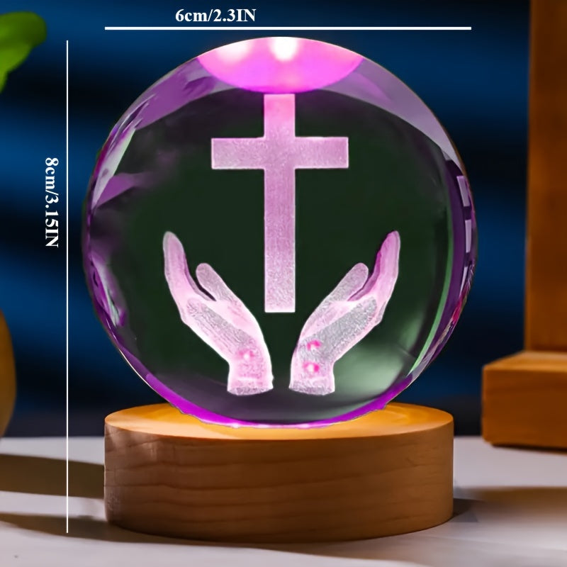 CrystalGlow - Lámpara nocturna tradicional de cristal grabado en 3D
