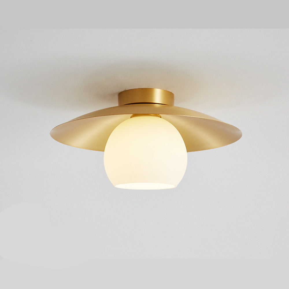 Brass Cap Gold Semi Flush Ceiling Lamp