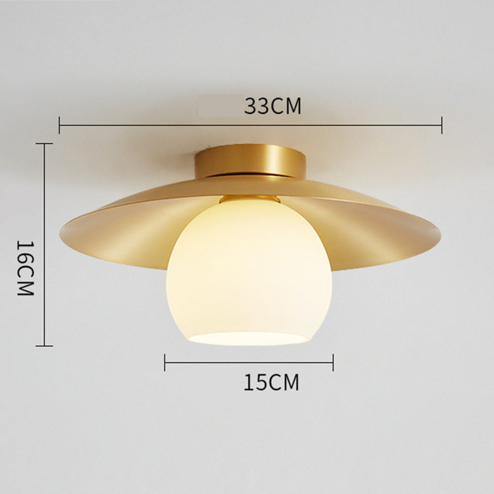 Brass Cap Gold Semi Flush Ceiling Lamp
