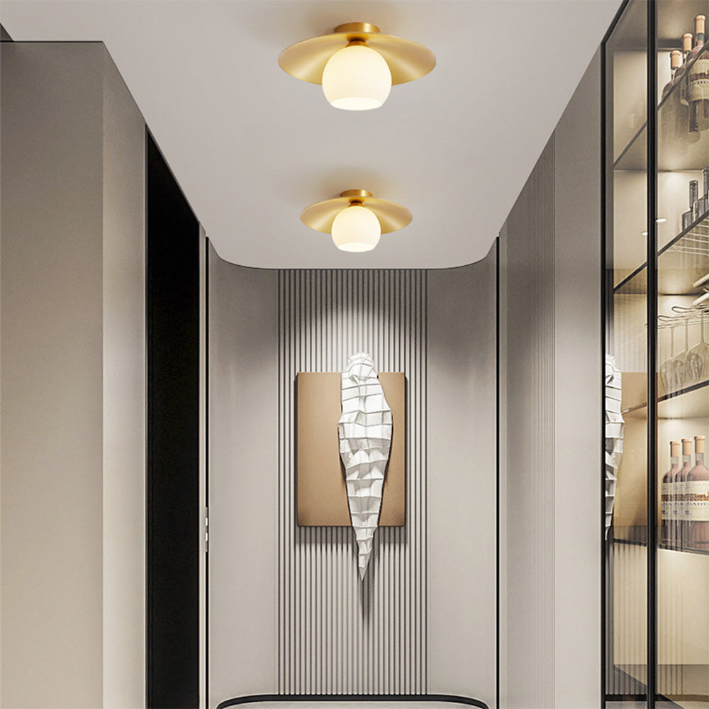 Brass Cap Gold Semi Flush Ceiling Lamp