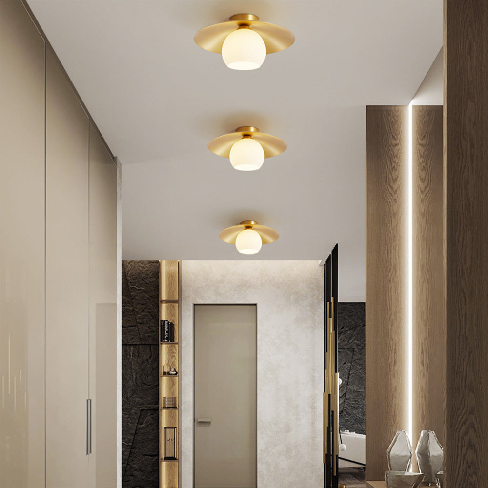 Brass Cap Gold Semi Flush Ceiling Lamp