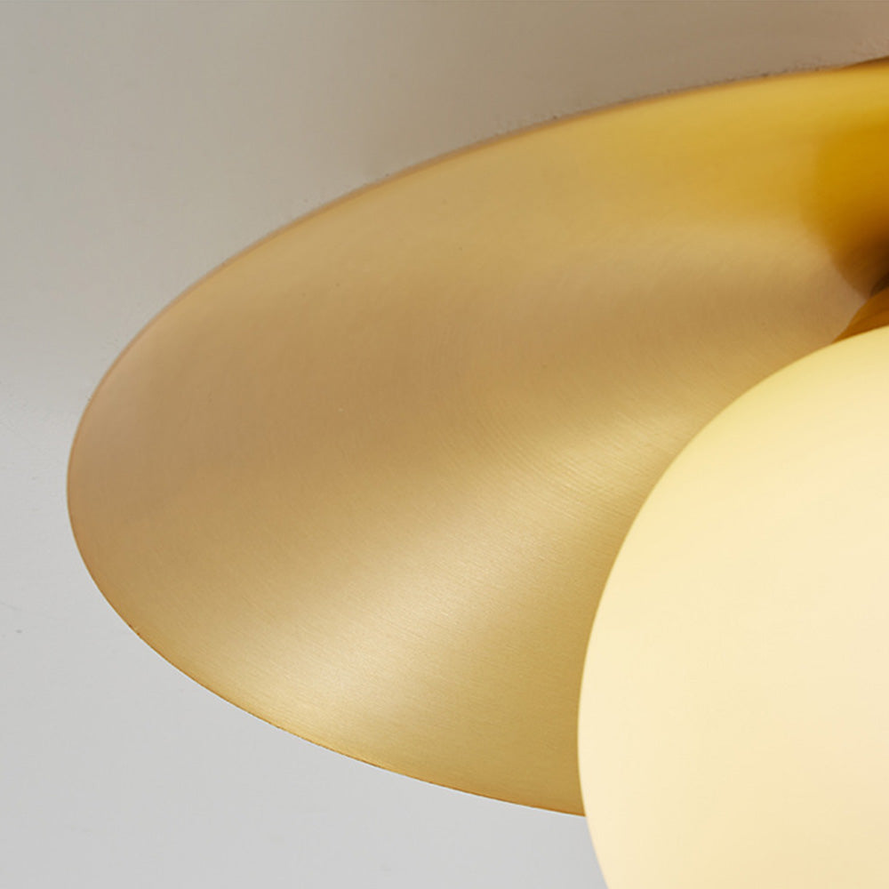 Brass Cap Gold Semi Flush Ceiling Lamp