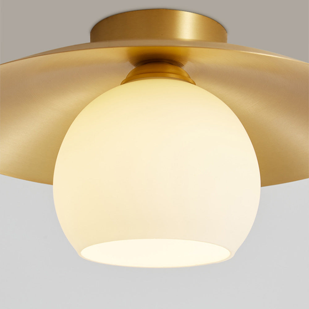 Brass Cap Gold Semi Flush Ceiling Lamp