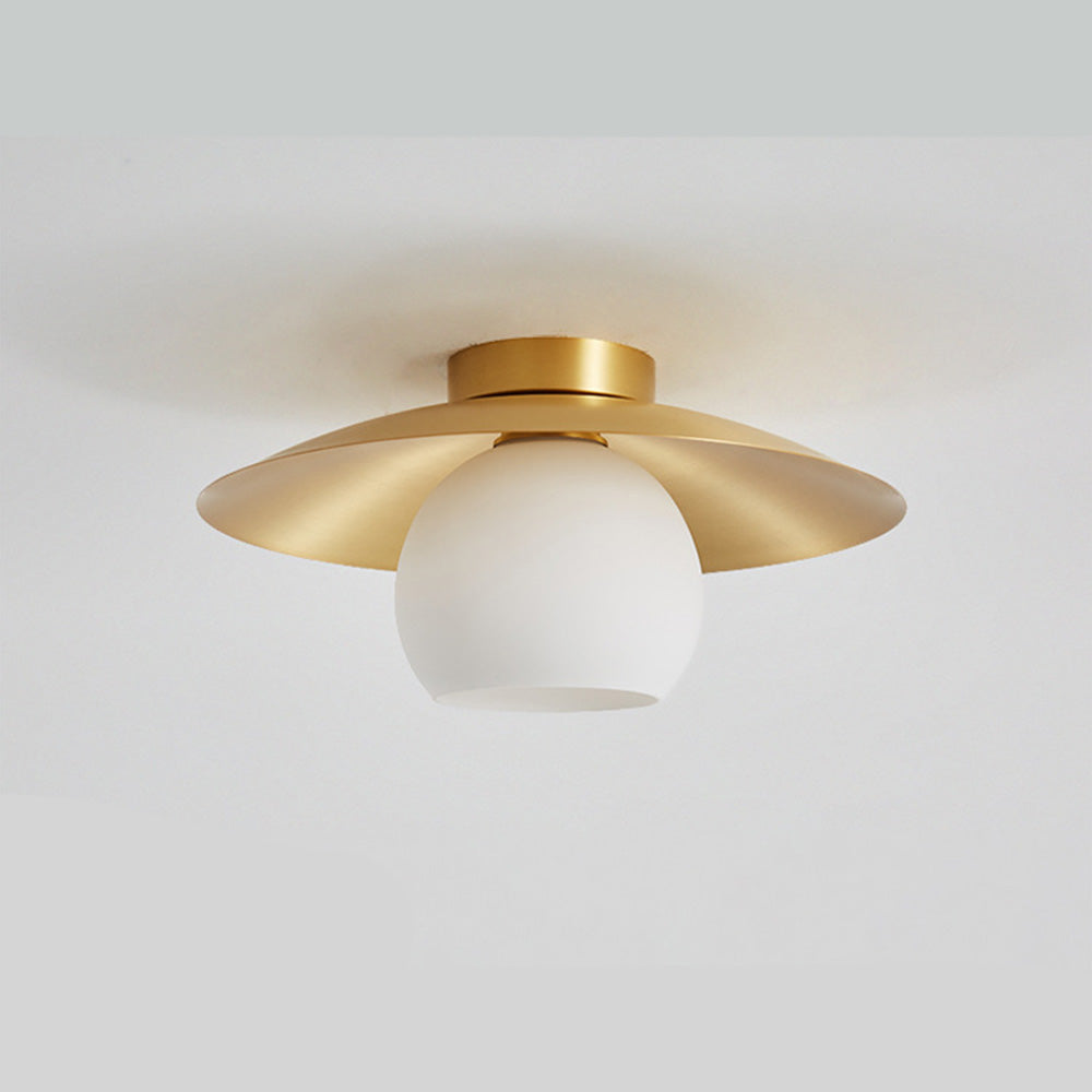 Brass Cap Gold Semi Flush Ceiling Lamp