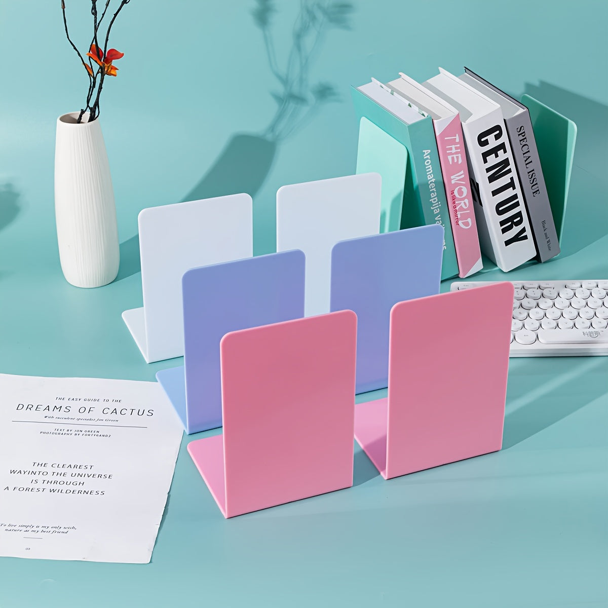 6-Pack Transparante Acryl Boekensteunen - Dikke PP Materiaal Boekenhouder voor Thuis en Kantoor