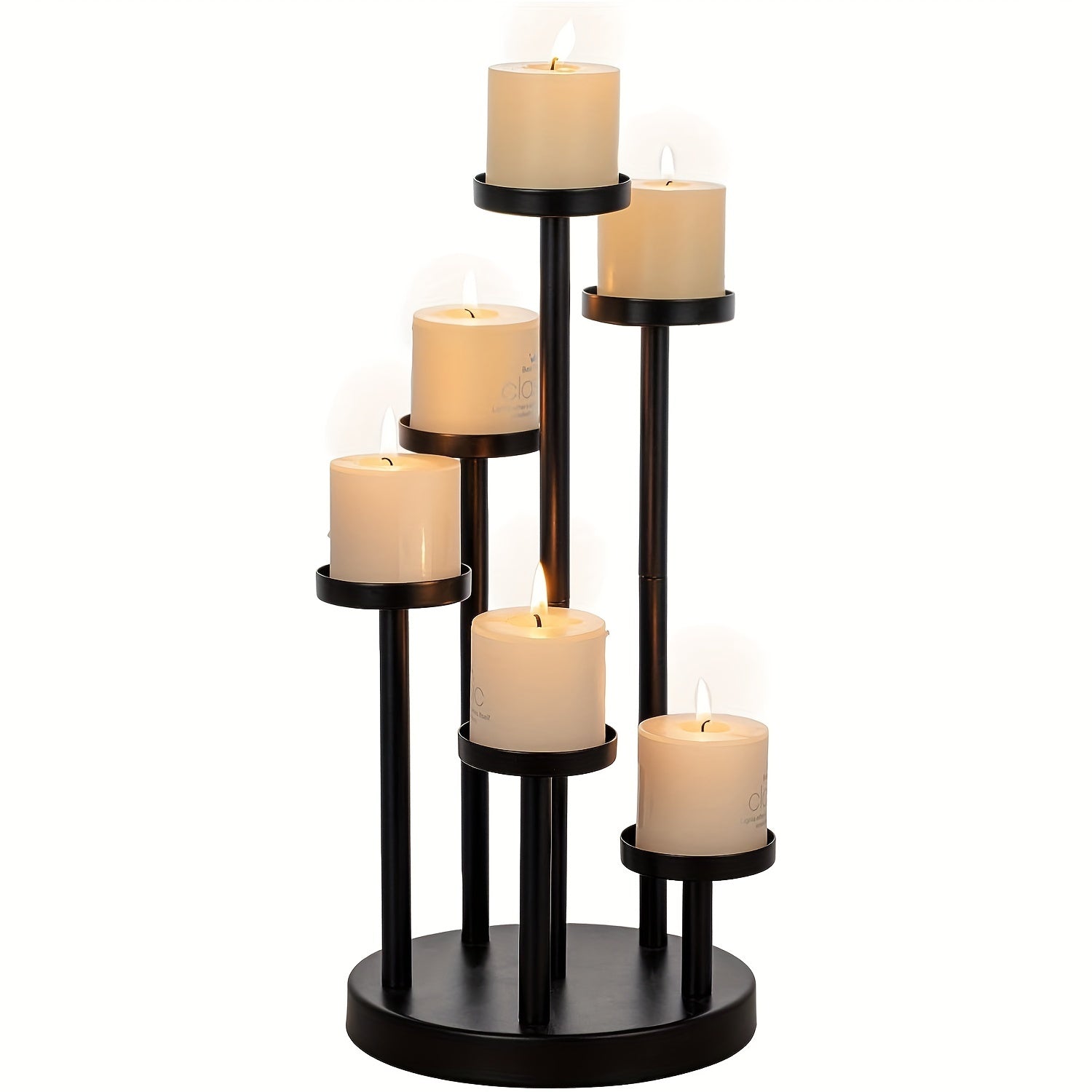 Elegant Black Candlestick Table Decoration – 5-Pillar Candle Holder for Weddings, Parties, Dinner Tables