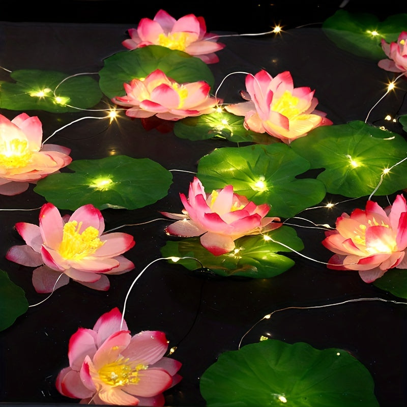 SolarLily - Lampada di loto artificiale a energia solare per decorazione di stagno da giardino