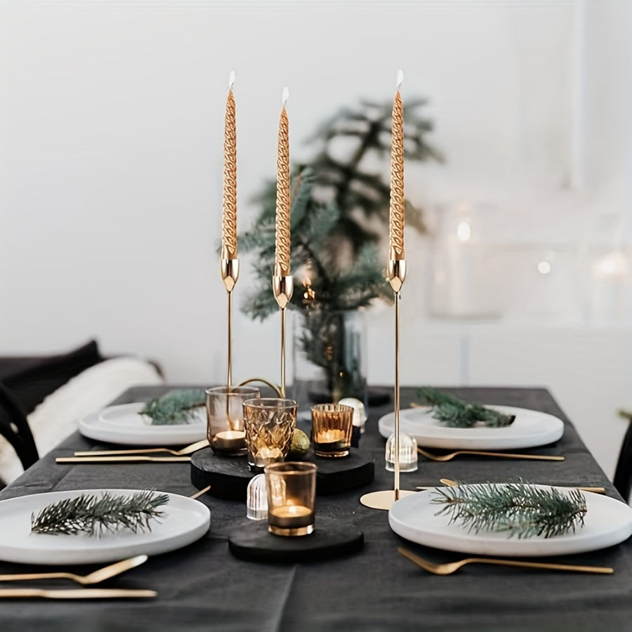 6-delige Set Zwarte/Gouden Kandelaar - Voor Restaurant, Bruiloft, Diner & Feestdecoratie