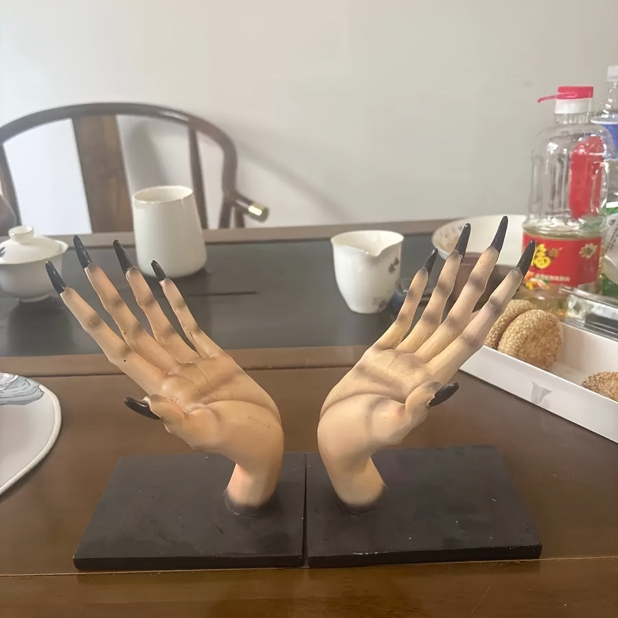 DemonHand - Set di 2 Fermalibri in Resina per Decorazione Interna/Esterno