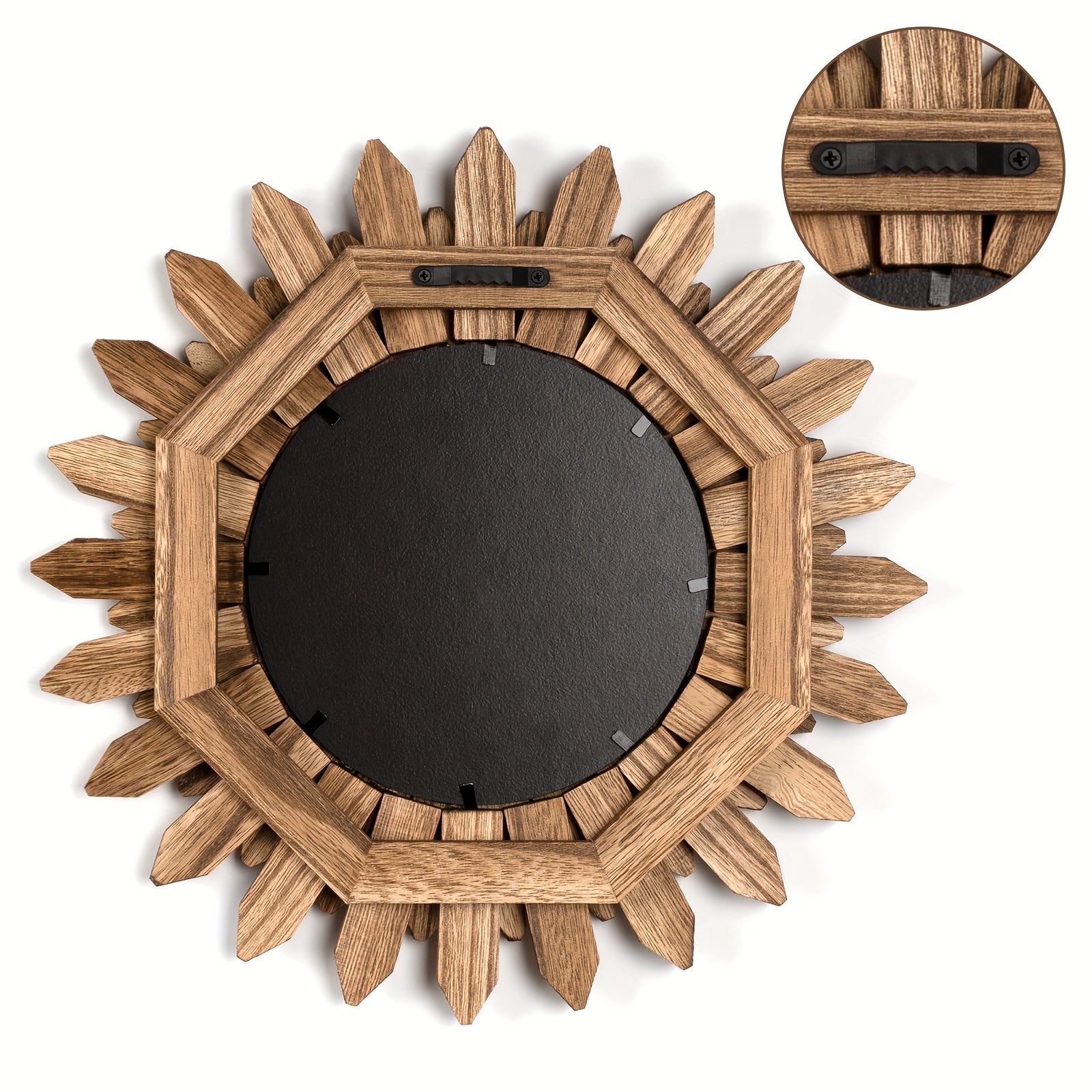 Houten Spiegel met Bloemvormig Frame – Wandgemonteerde Decoratieve Spiegel voor Woonkamer, Slaapkamer en Badkamer