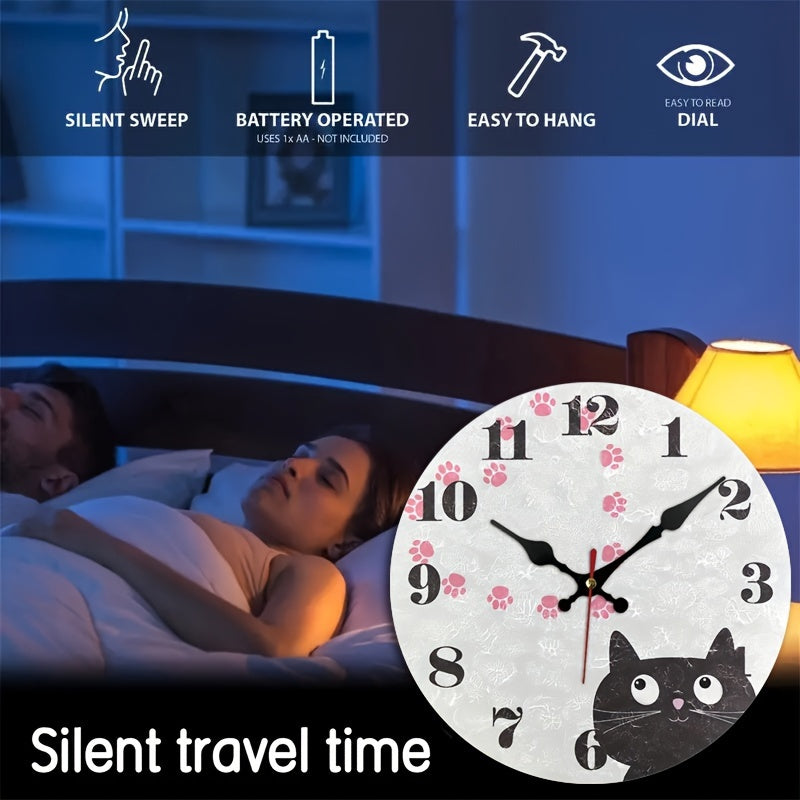 PurrTime - Reloj de Pared Silencioso y Adorable para Gatos para Decoración de Habitaciones
