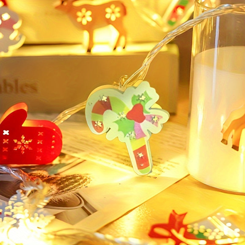Festone Luminoso - 1 Pezzo Catena Luminosa LED di Natale con Pupazzo di Neve, Babbo Natale e Decorazioni a Calza