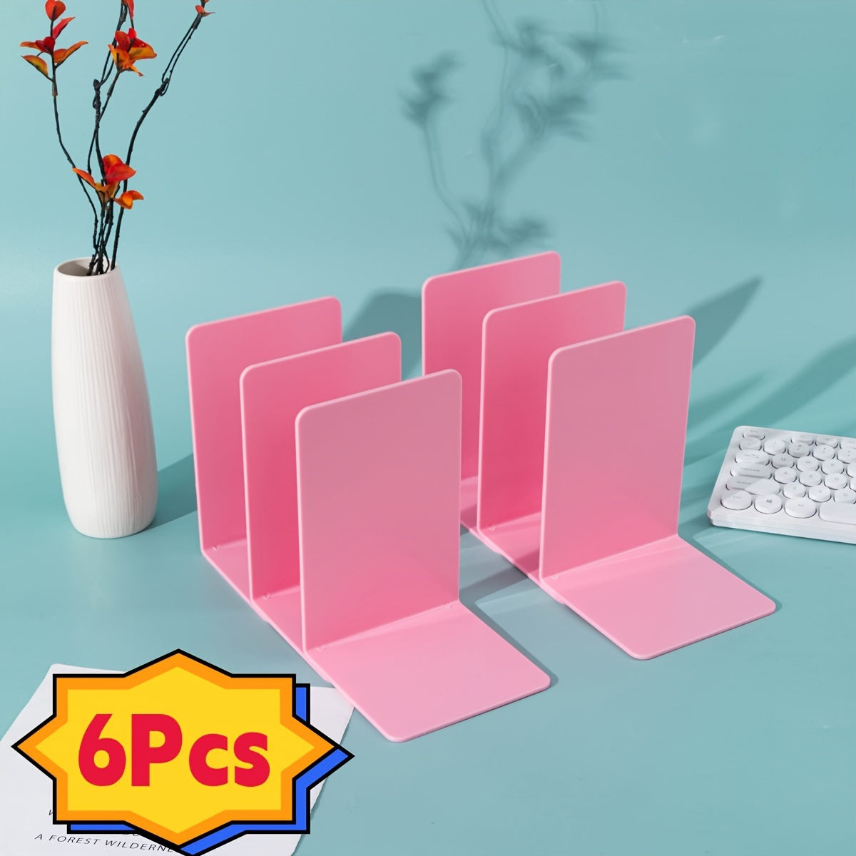 6-Pack Transparante Acryl Boekensteunen - Dikke PP Materiaal Boekenhouder voor Thuis en Kantoor