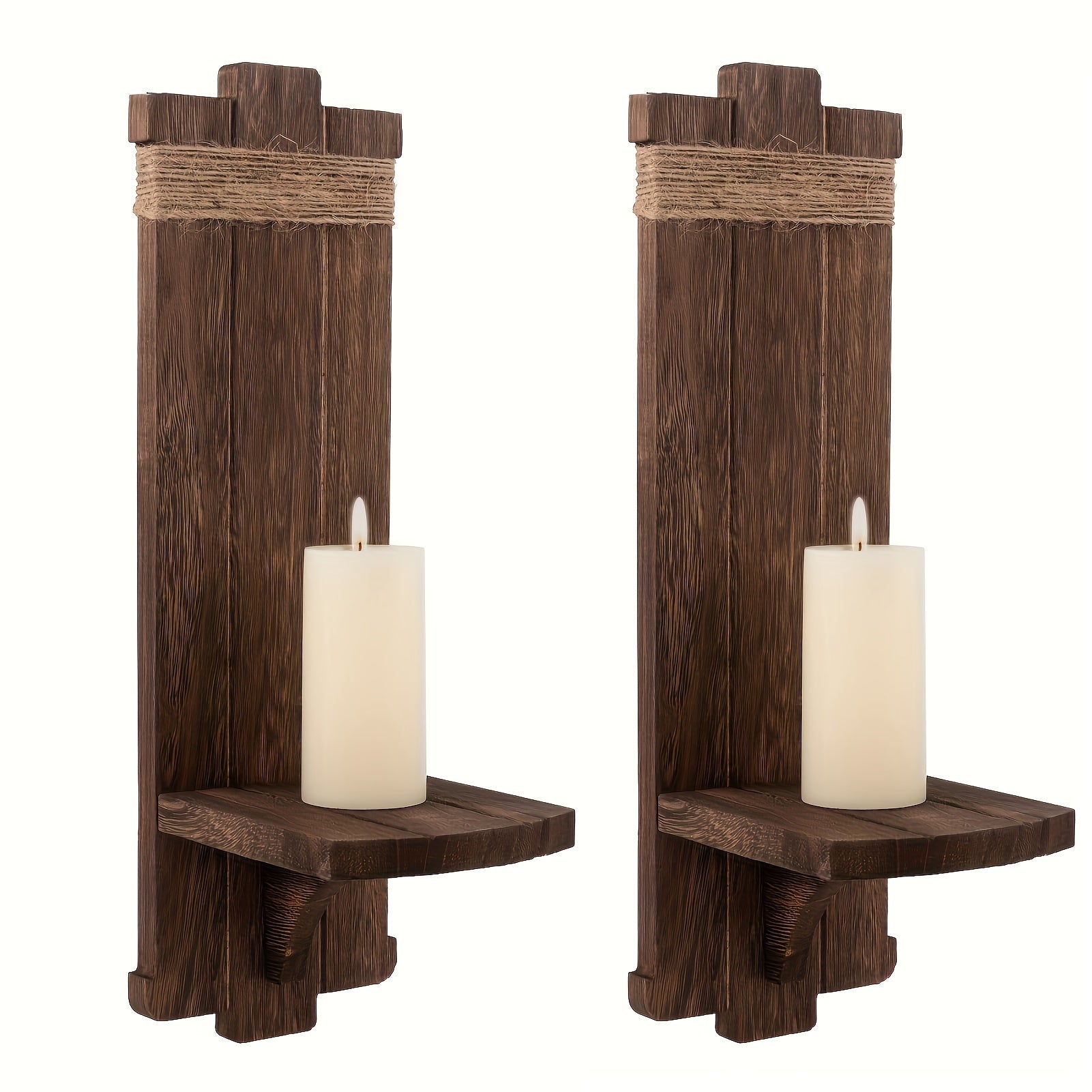 Rustic Wooden Candlestick - Wall Decoration