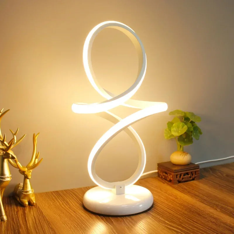 LumiGlow - Lámpara de mesa LED minimalista | Lámpara de escritorio moderna regulable con conexión USB