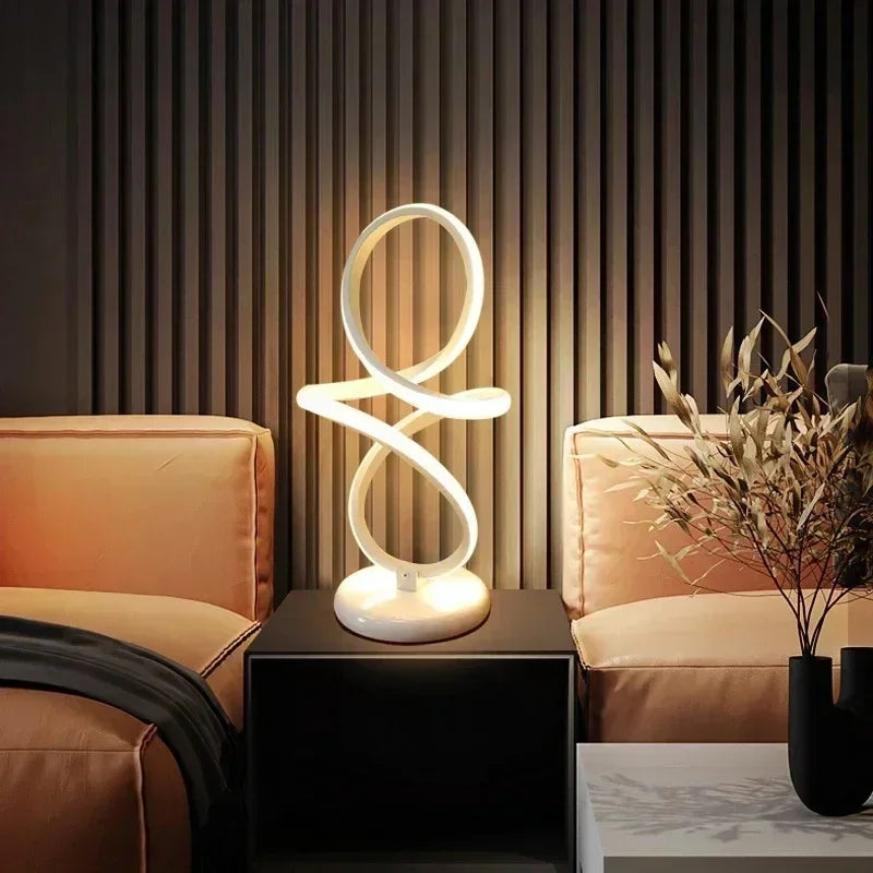 LumiGlow - Lámpara de mesa LED minimalista | Lámpara de escritorio moderna regulable con conexión USB