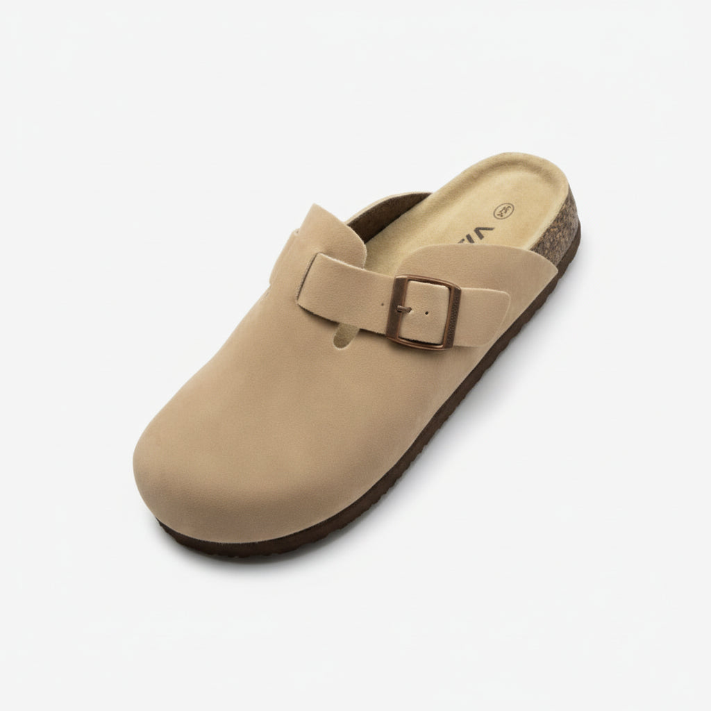 Pantoffels Dames Suede Clogs Kurk Zool Verstelbaar Comfort