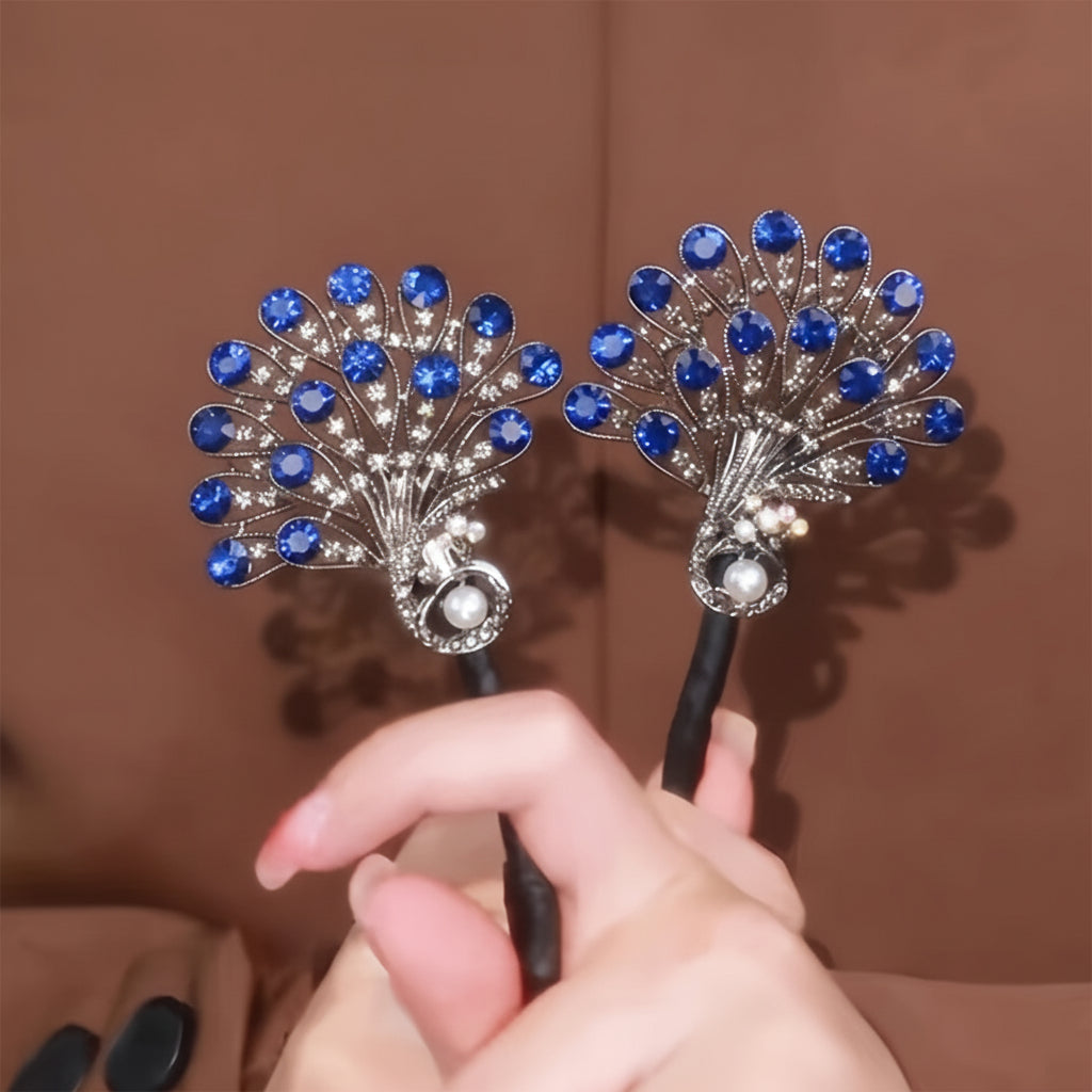 Haarclip Vintage Pauw Strass Elegant Accessoire Opgestoken Haar