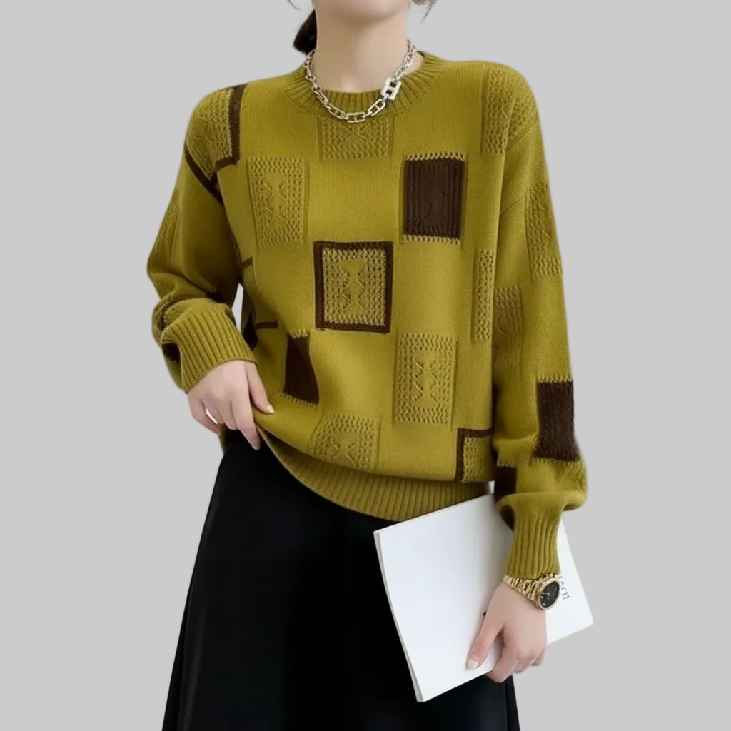 Moderne Geometrische Trui Zachte Wol Contrast Patroon