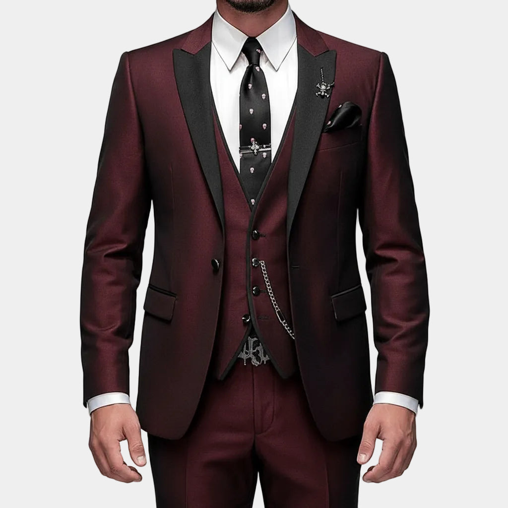 Conjunto de três peças em linho para homem: casaco de fato, colete e calças para uso profissional