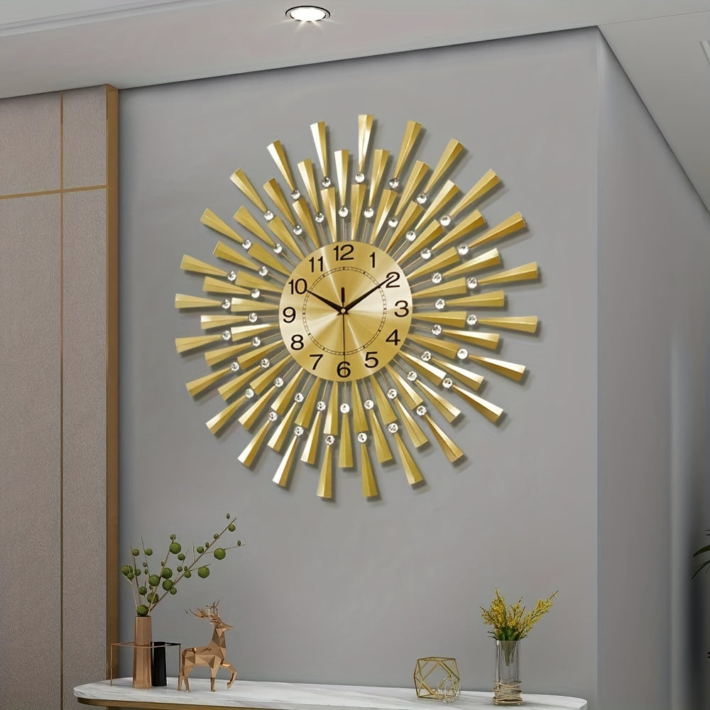 Grote Moderne Gouden Muurklok - Stille Werking voor Woonkamer, Slaapkamer & Kantoor