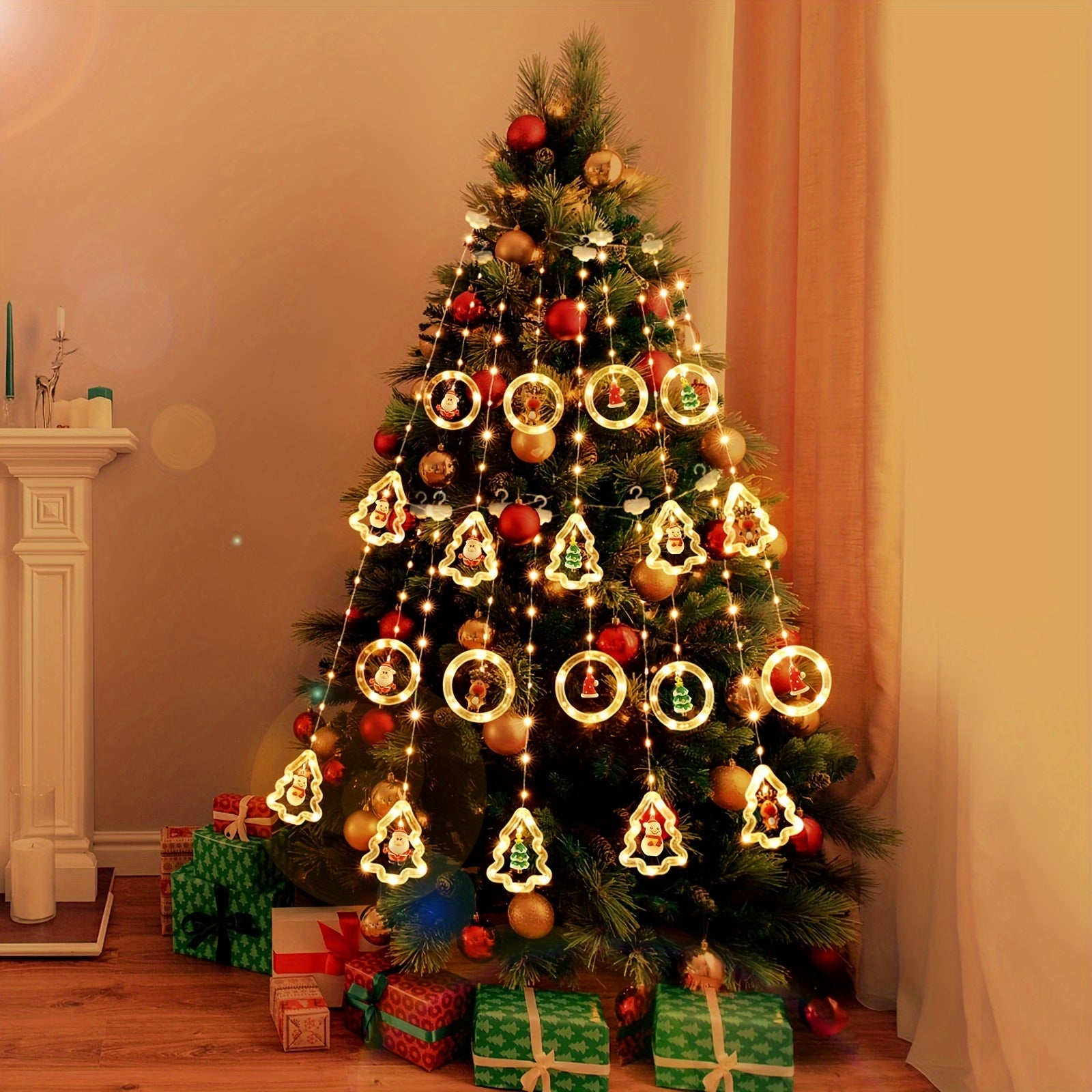 HolidayGlow - Kerst Wensring Verlichting met 10 Mini Kerstfiguren