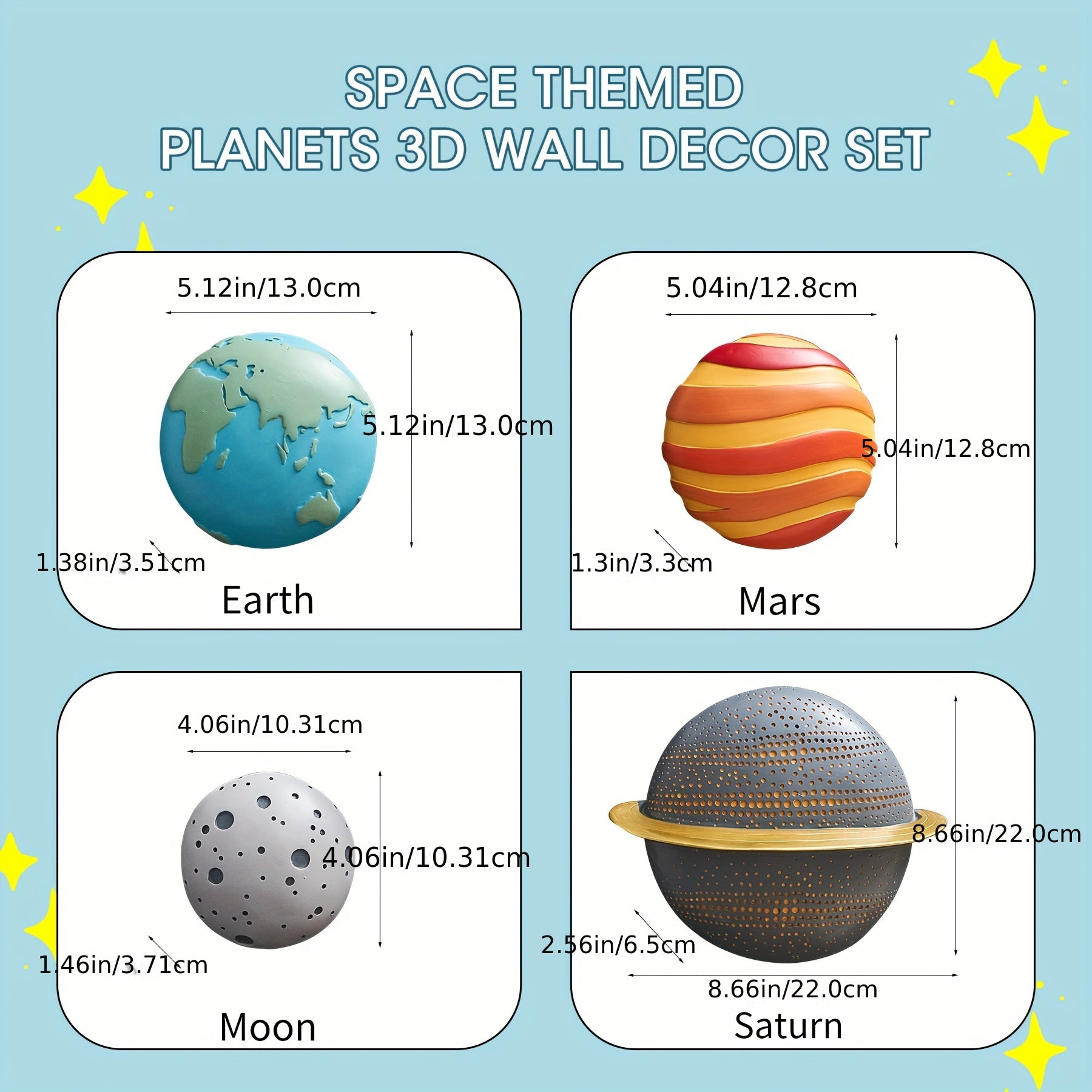 AstroSet - 4-delige Zonnestelsel Wandkunst