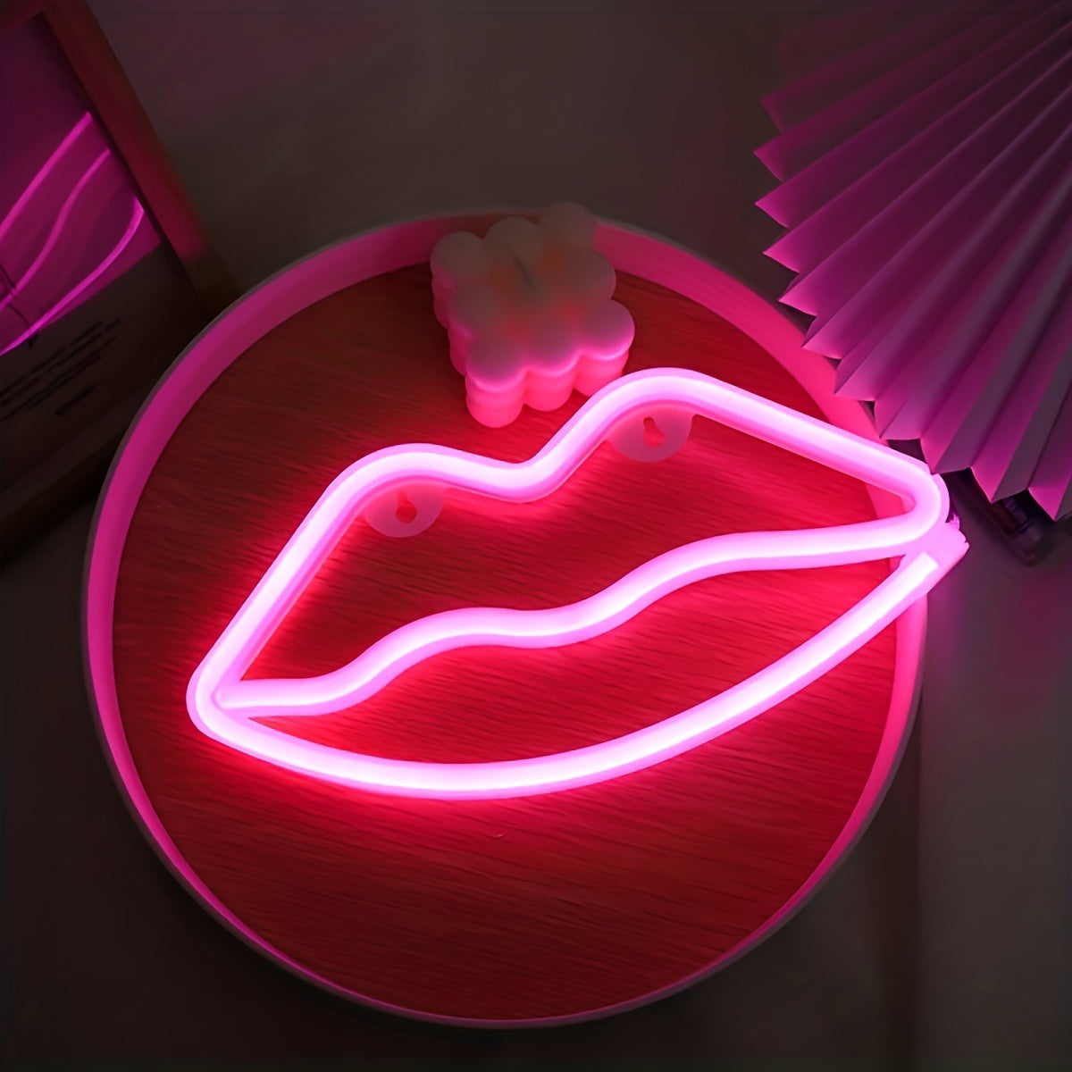 GlowLips - Neon Roze LED Lippenlamp, USB Voeding, Valentijnsdag Decoratie