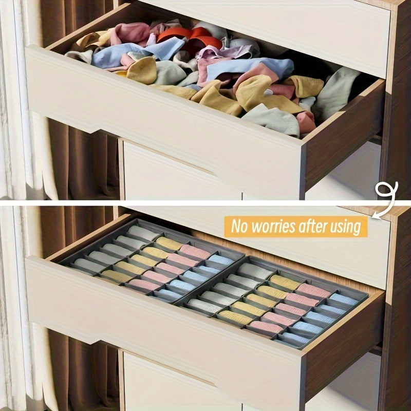 2-Pack Opvouwbare Sokken- en Ondergoedorganizer met 24 Vakken