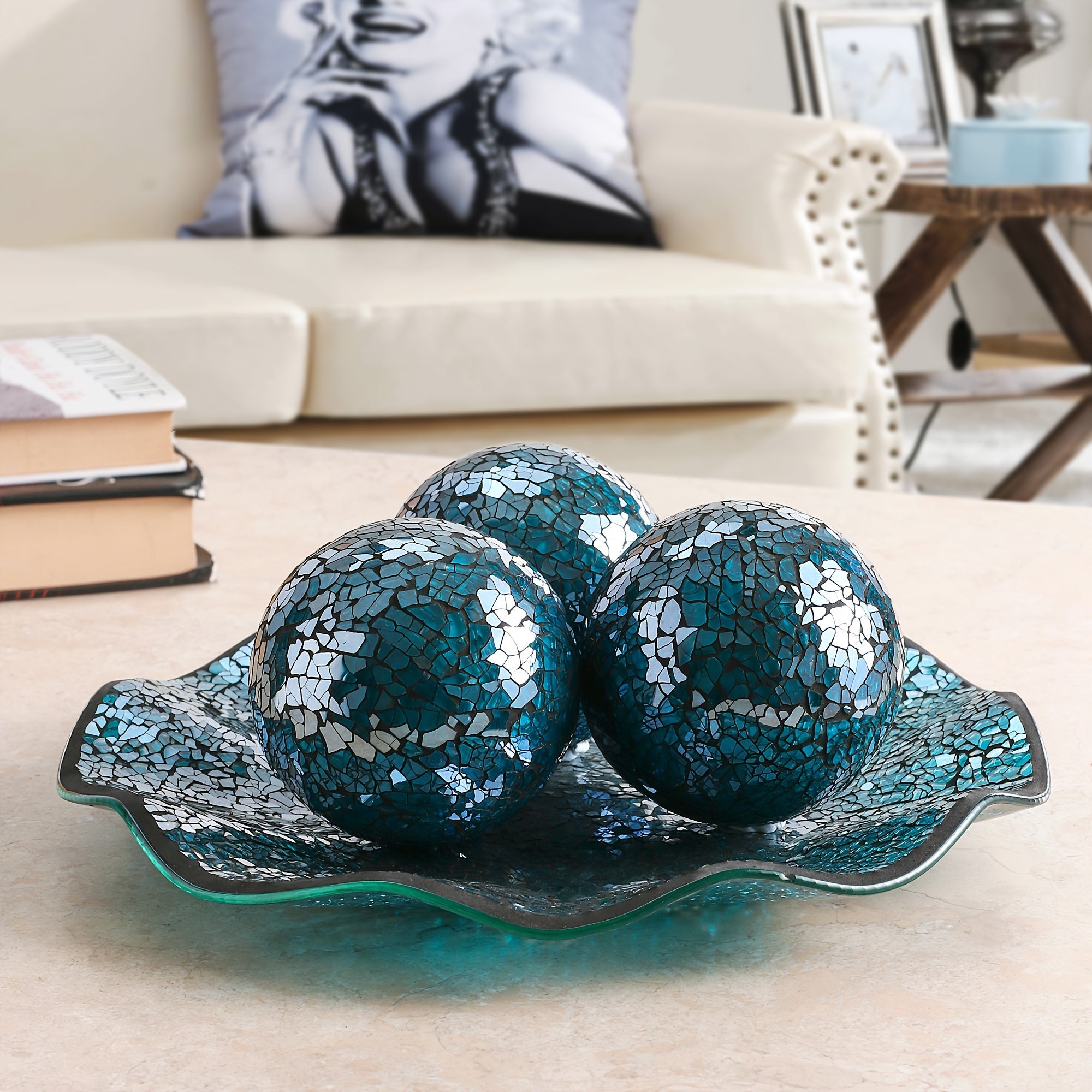 MosaicServe - 4-delige Glazen Mozaïek Decoratieve Schaal Set