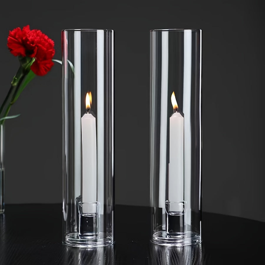 High-Quality Borosilicate Glass Candle Holder - Windproof, Scandinavian Style, Transparent