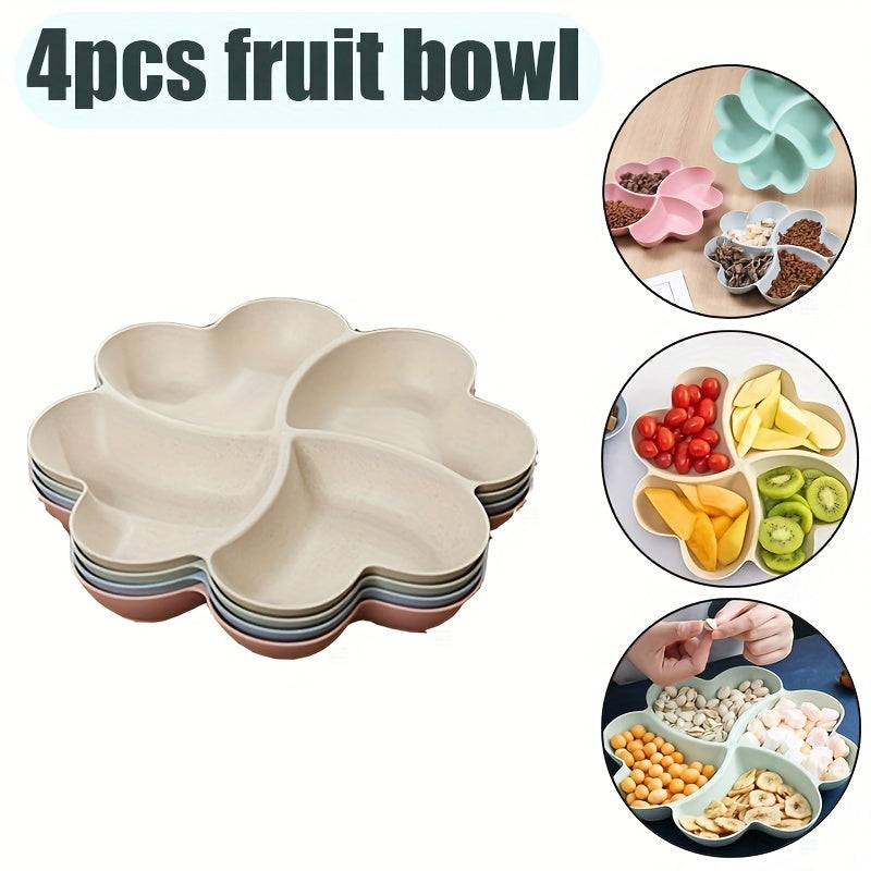 FlowerServe - Set van 4 Bloemvormige Serveerschalen voor Snacks & Fruit