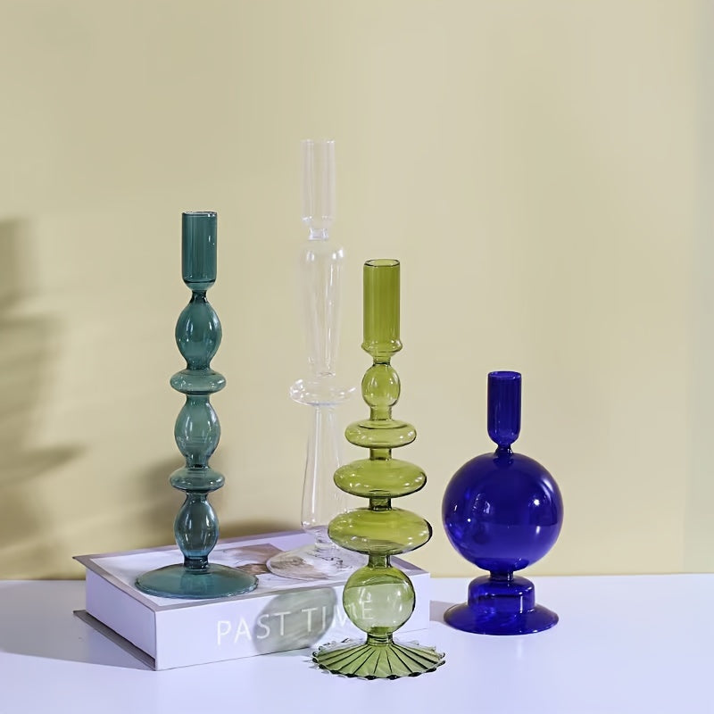 1pc Creatieve en Minimalistische Glazen Kandelaar Set - Gelakte Glazen Vaas Tafeldecoratie voor Woonkamer, Eettafel en Romantisch Diner