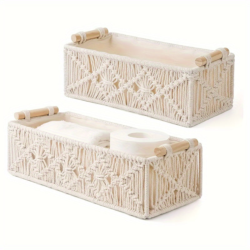 Boho Opbergmand – Handgemaakte Gevlochten Organizer voor Badkamer, Slaapkamer en Woonkamer
