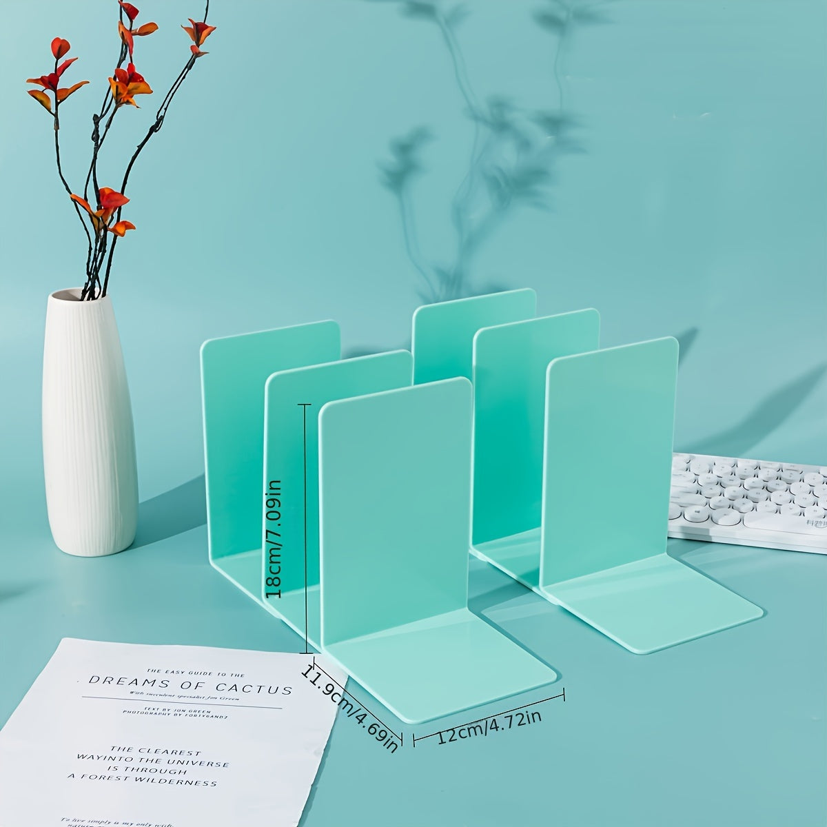 6-Pack Transparante Acryl Boekensteunen - Dikke PP Materiaal Boekenhouder voor Thuis en Kantoor