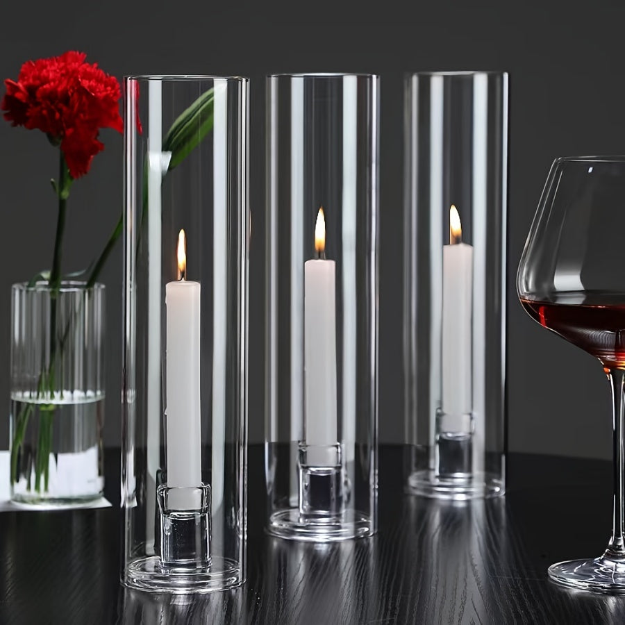 High-Quality Borosilicate Glass Candle Holder - Windproof, Scandinavian Style, Transparent